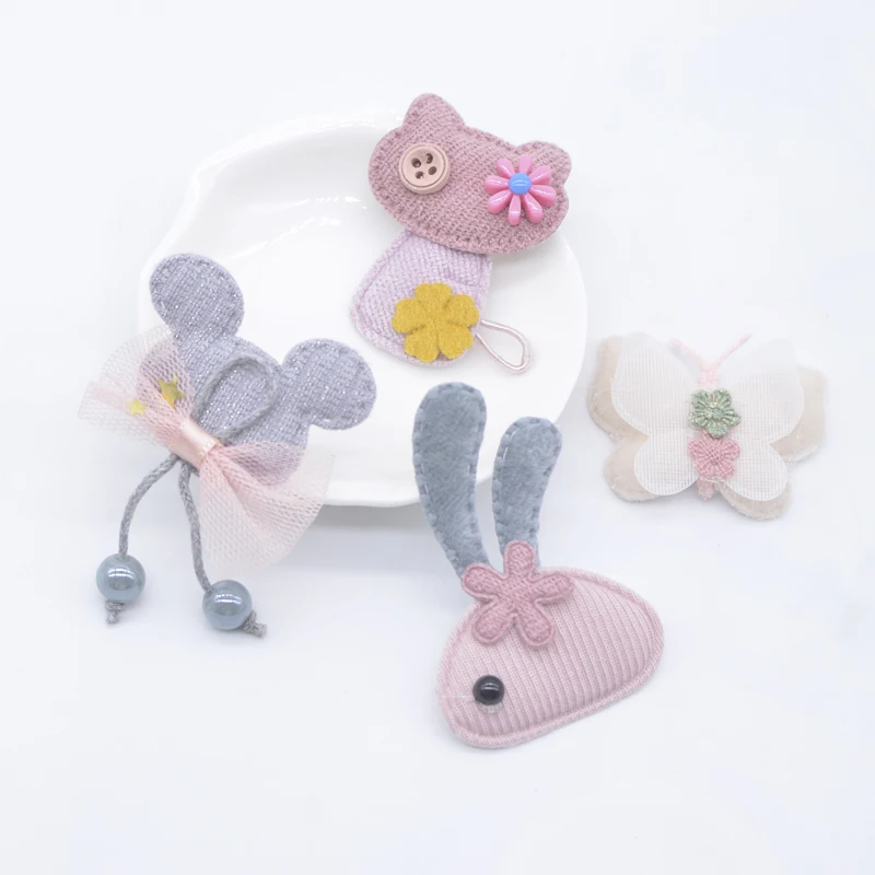 10 шт. ткань с подкладкой голова бабочки кошки мыши кролика смоляными