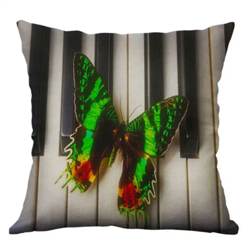 

Cushion Pillow Throw Cover Linen Flower Case Butterfly Cotton Home Decor