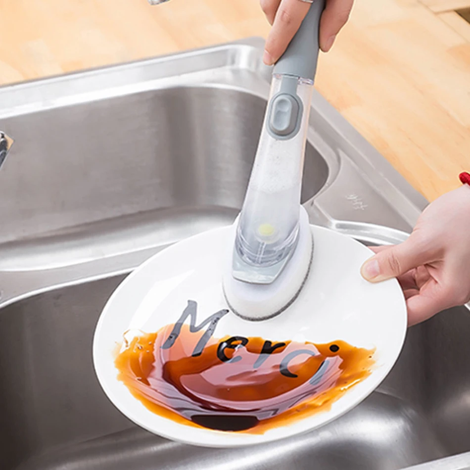 

JD0009 Brush Pot Artifact Bowl Washing Kitchen Household Long Handle Cleaning Lazy Dishwashing Liquid Automatic Liquid Pot