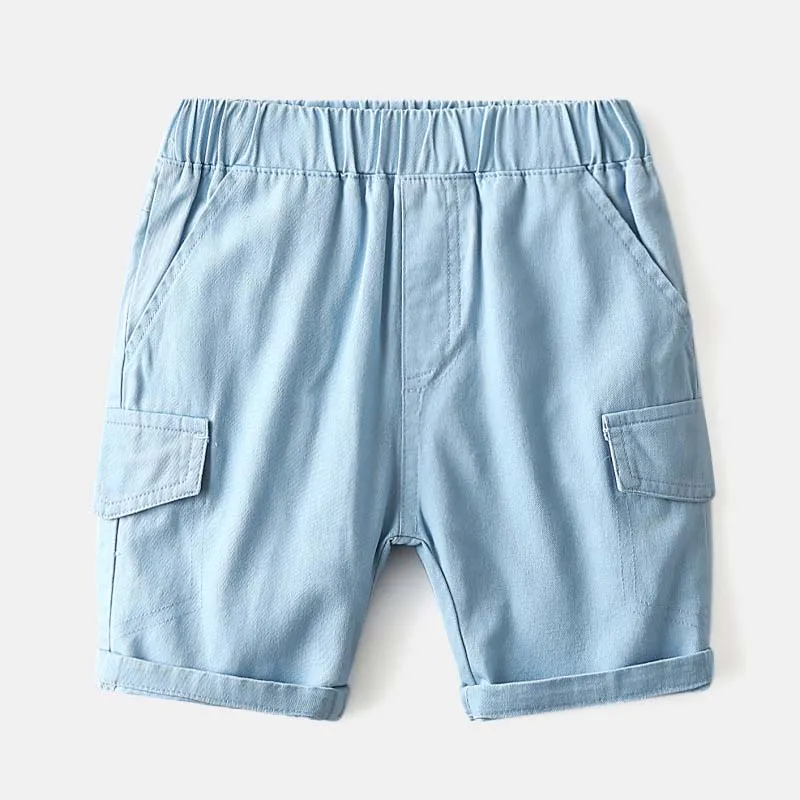 

2021 New Summer Boys Shorts Pocket Shorts Children Cotton Elastic Waist Pants Toddler Kids Fashion Pants Solid Color Overalls