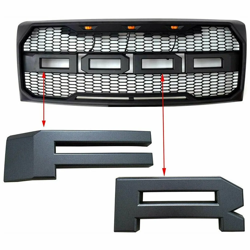 

1 Set F & R Letters ABS Plastic Bumper Car Decor For Ford Raptor F150 2009-2017