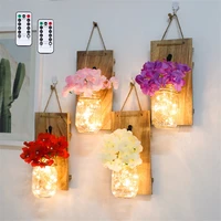 moonlux 2pcsset ins led copper wire string light garden mason jar lamp remote control flower wall decor