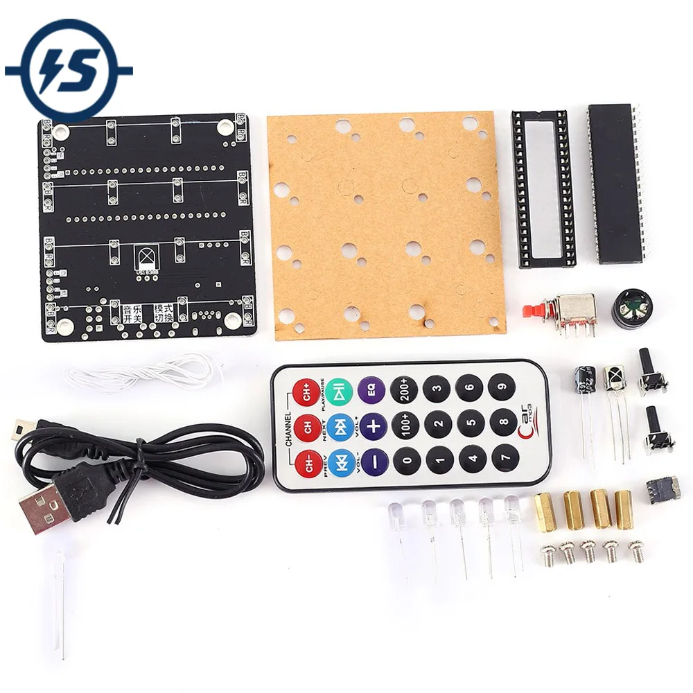 DIY Kit 3D светильник Cube 4x4x4 4 светодиодный куб RGB Аудио спектр цветной 4*4*4 LED с пультом