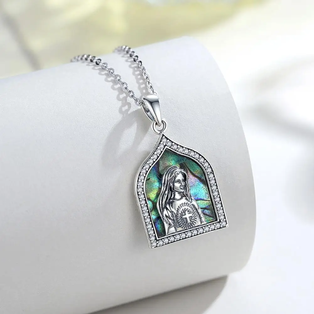 Ожерелье с кулоном в виде креста и девушки Eudora из стерлингового серебра 925 пробы