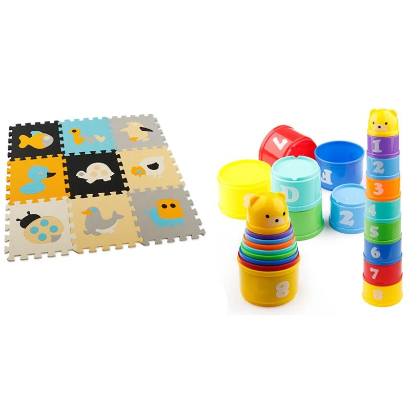 9 шт. Развивающие детские игрушки 6 месяцев + фигурки буквы Foldind Stack Cup и детский