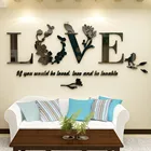 Модные Съемные 3d наклейки на стену, художественные виниловые наклейки с надписью Love, листьями, Самоклеящиеся украшения для стен в спальне, гостиной, #10