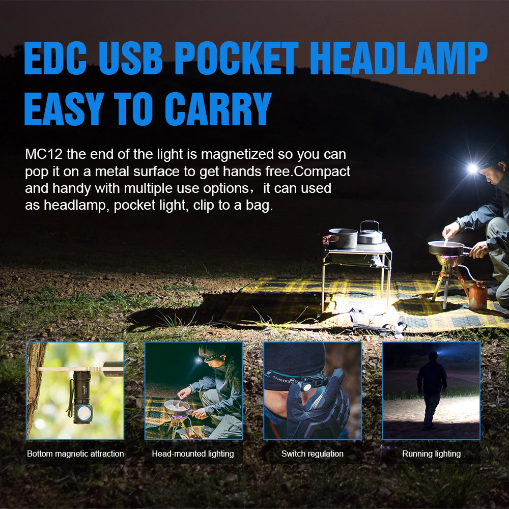 

Edc Powerful Led Flashlight 1000lumens Magnetic Rechargeable Head Lamp Cree Xp-L Hi Camping Torch Flash Light