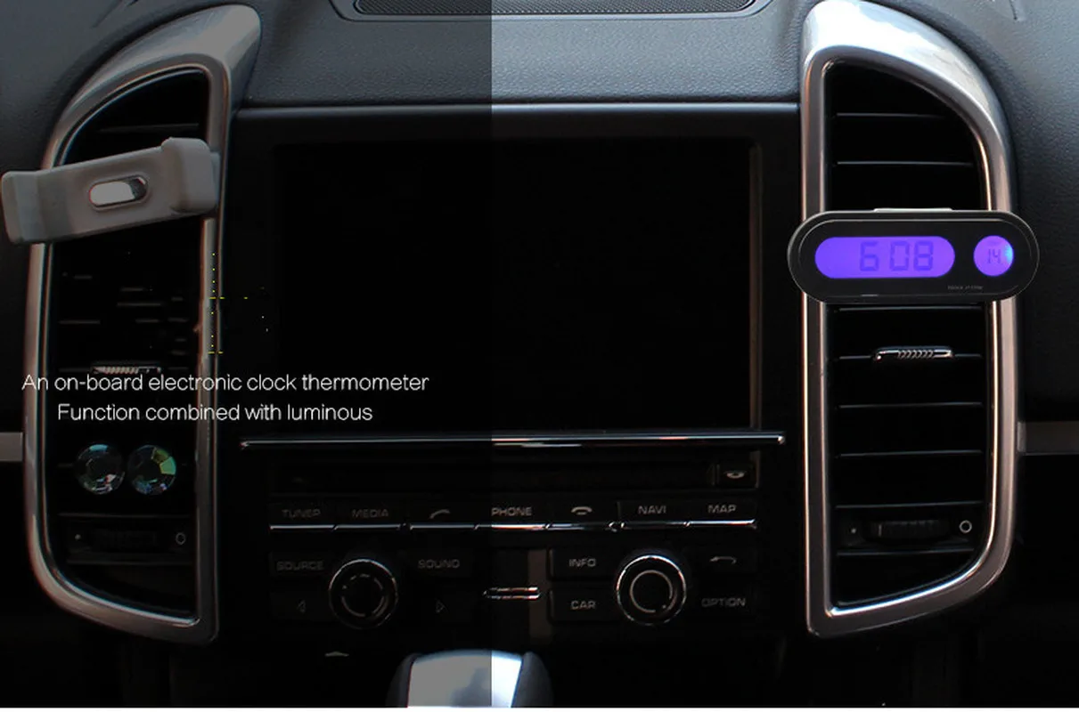 

Portable 2 In 1 Car Digital LCD Clock & Temperature Display Auto Dashboard Clocks Backlight Electronic Screen Temperature Clock