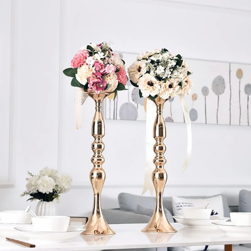 IMUWEN Gold Candle Holders 50cm/20" Metal Candlestick Flower Vase  Table Centerpiece Event Flower Rack  Road Lead Wedding Decor