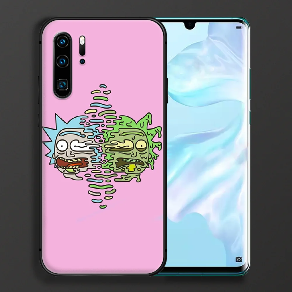 

Fuuny Cartoon Rick Morty Phone case For Huawei P Mate Smart 10 20 30 40 Lite Z 2019 Pro black bumper 3D shell painting cover