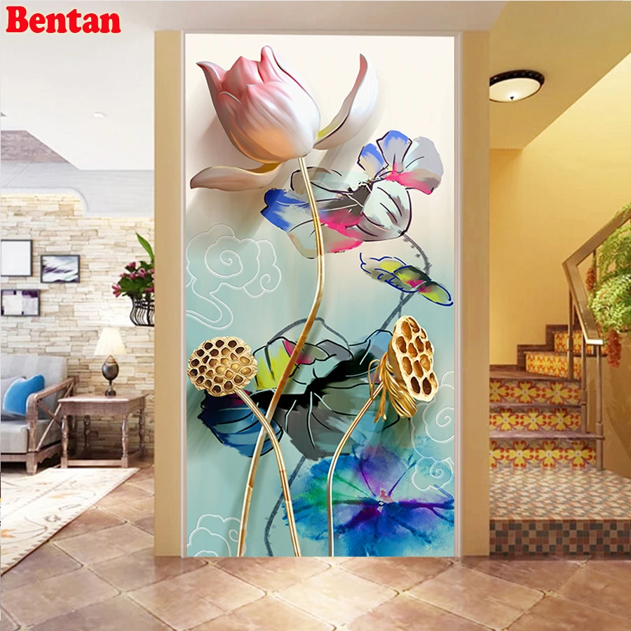 

full square diamond painting lotus flower patterns beads embroidery round stone diamond mosaic rhinestone paintings large size