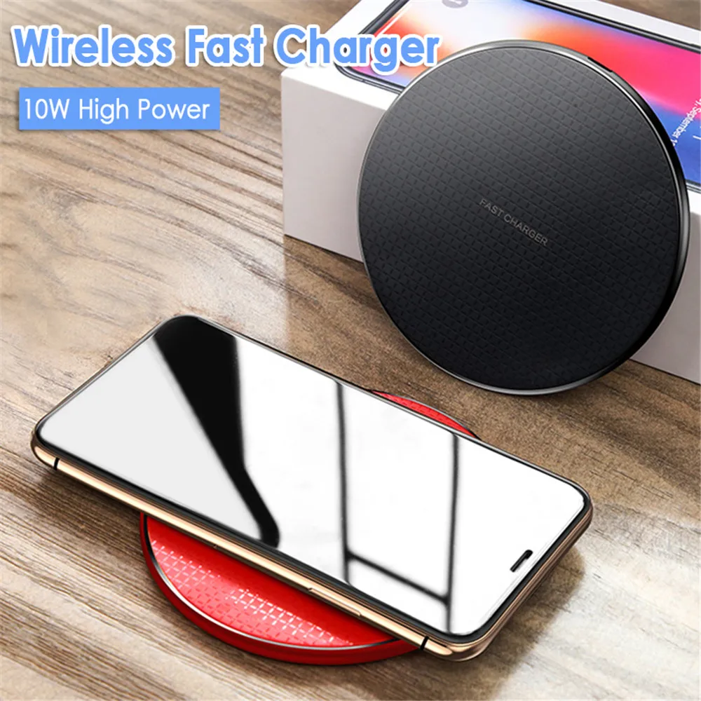 

10W Qi Wireless Charger For iPhone 8 X XR XS Max QC3.0 10W Fast Wireless Charging for Samsung S9 S8 Note 9 S10 USB Charger Pad