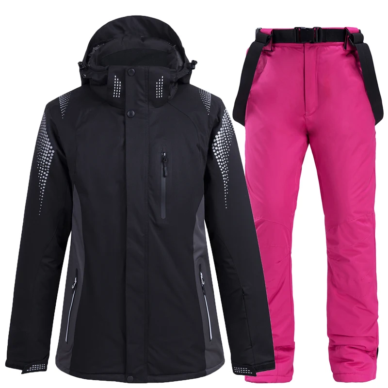 Ski Suit Women Winter Snow Wear Set Thick Waterproof Jacket and Pants -30 Degree Snowboarding Suits Brand | Спорт и развлечения