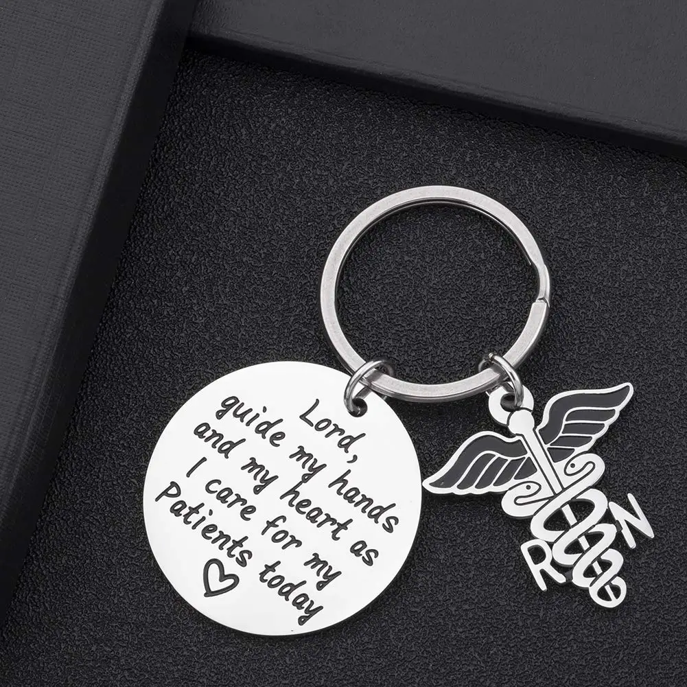 

Nurse Keychain Gift for Friend Nurse Prayer Lord Guide My Hands Keyring for Medical Students Graduation Birthday Gifts