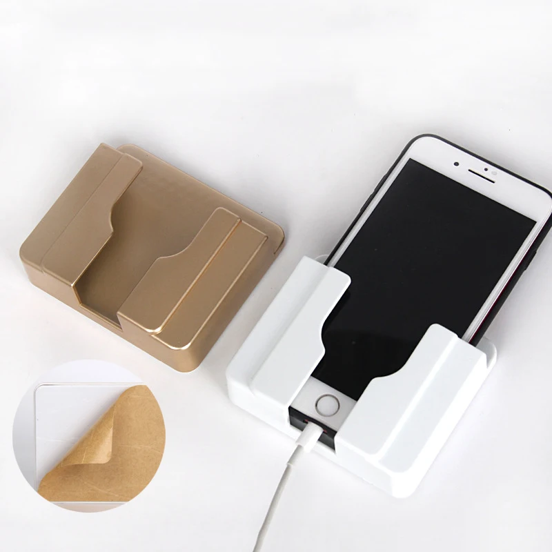 

Thours 1Pc Charger Rack Shelf Phone Holder Practical Home Wall Mount Mobile Multifunction Bracket Adhesive Universal Accessories