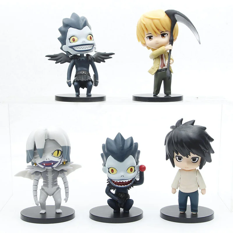 

5pcs/set Anime Death Note Figurine Toy Yagami Light L Killer Ryuk Rem Lawliet Ryuuku Cute Action Figures For Christmas Gift