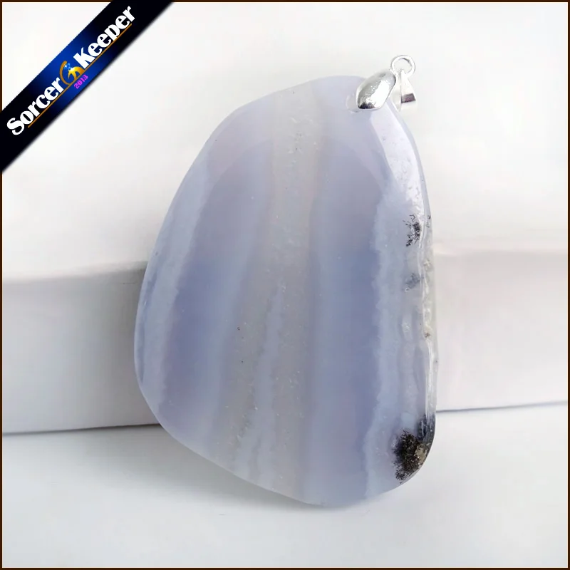 Настоящее натуральное драгоценное камень синий халцедон Кристалл ожерелье и