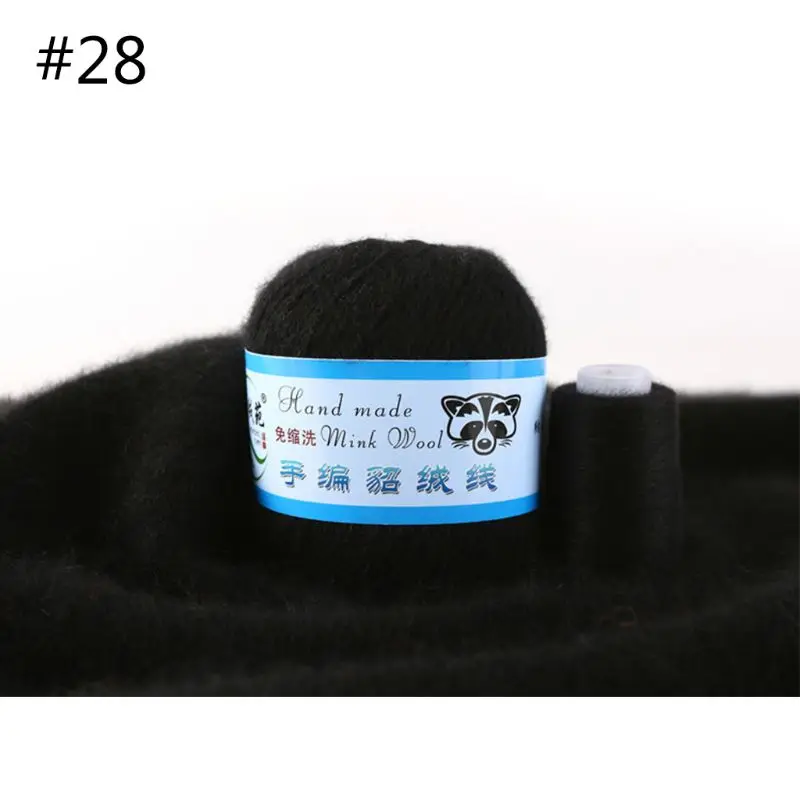28 50g Soft Mink Wool Yarn Hand-knitted Luxury Cashmere Crochet Knitted Crochet Knitting Scarf M0XD - Color: 28