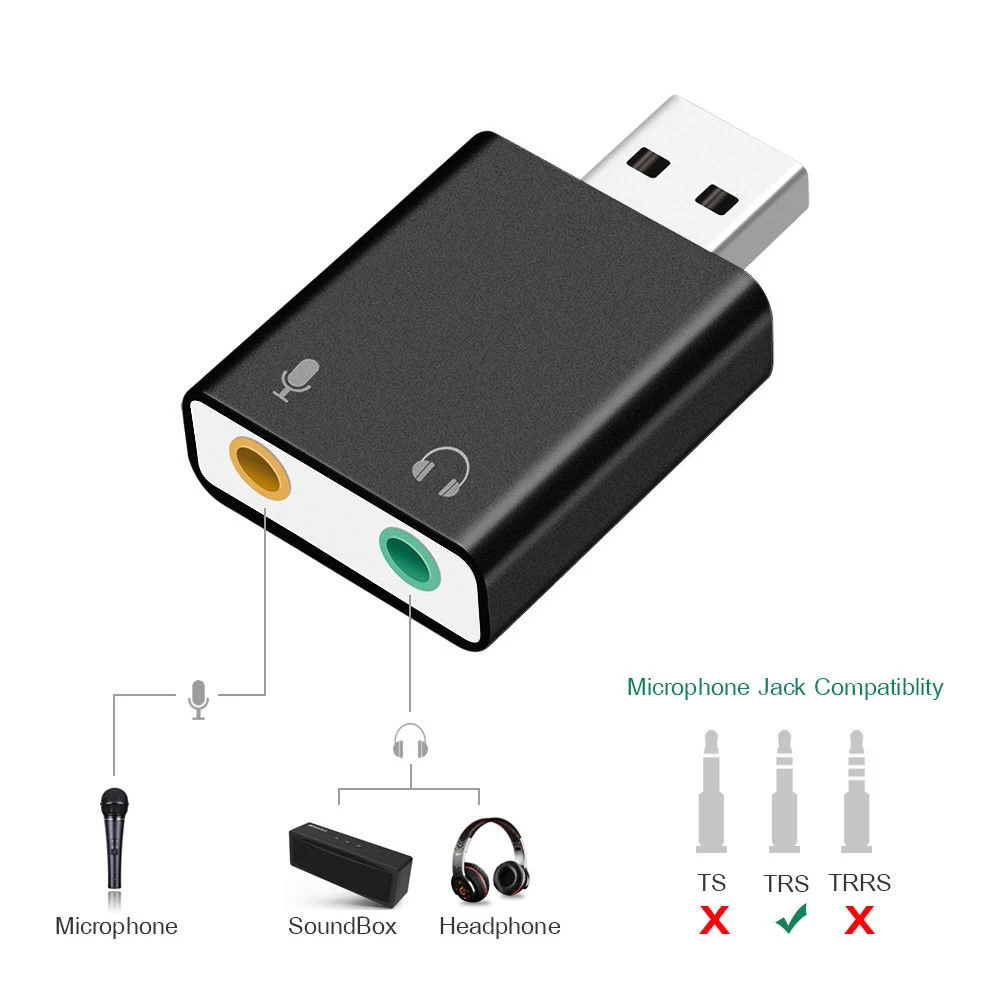 Внешняя звуковая карта USB 3 5 мм 7 1 для компьютера Mac Window Android наушники микрофонный