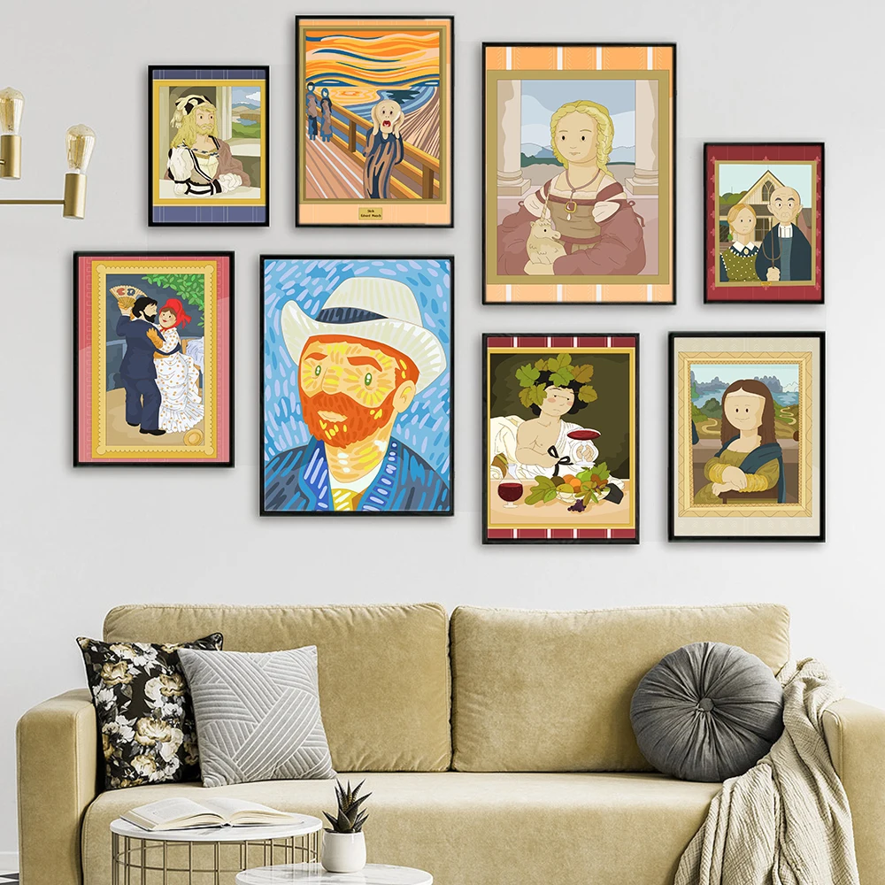 

Humor Hunny Van Gogh Art Poster Oil Painting Abstract Pictures for Bedroom Frameless Modern Wall Decor Printings