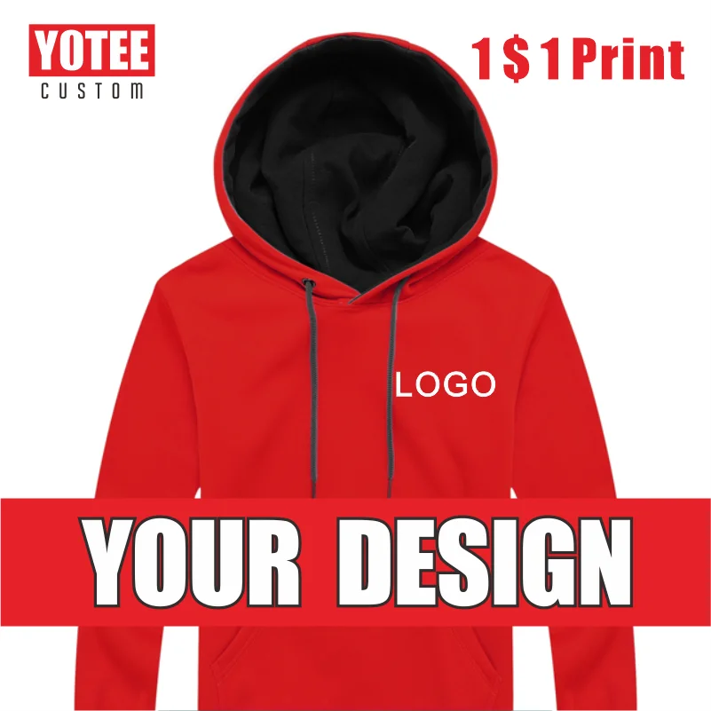 

YOTEE Autumn Thin Hoodie LOGO Custom Embroidery Printing Company Brand Fashion Pullover Sweatshirt 2021 New Customization DIY