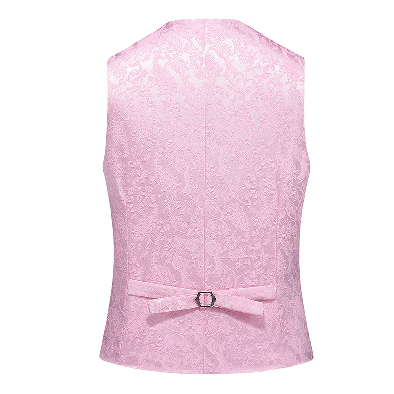 Мужской Жаккардовый жилет приталенный свадебный с v-образным вырезом розовый