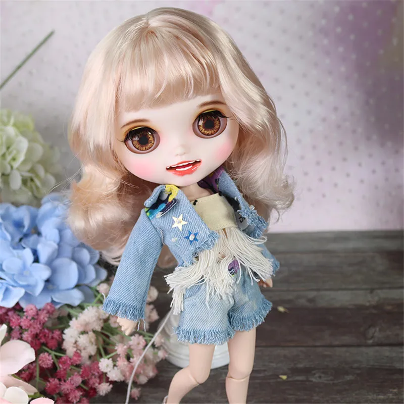 Наряд DBS для куклы Blyth icy комплект одежды с кисточками и джинсового пальто брюками