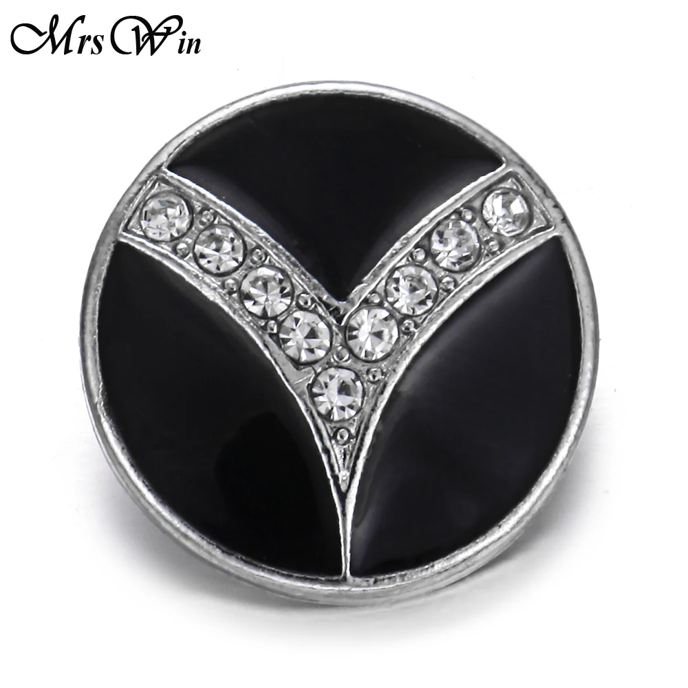 6pcs/lot New Snaps Jewelry Rhinestone Flower Round Black 18mm Metal Snap Button Fit DIY Leather 18MM Bracelet Bangle | Украшения и