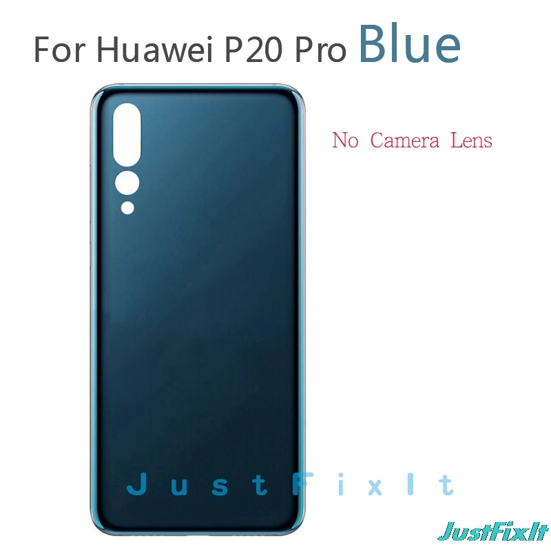 Blue No Lens Для huawei P20 Pro Задняя стеклянная крышка батареи задняя дверь Корпус чехол панель для huawei P20 Pro Задняя стеклянная крышка с объективом камеры - Цвет: Blue No Lens