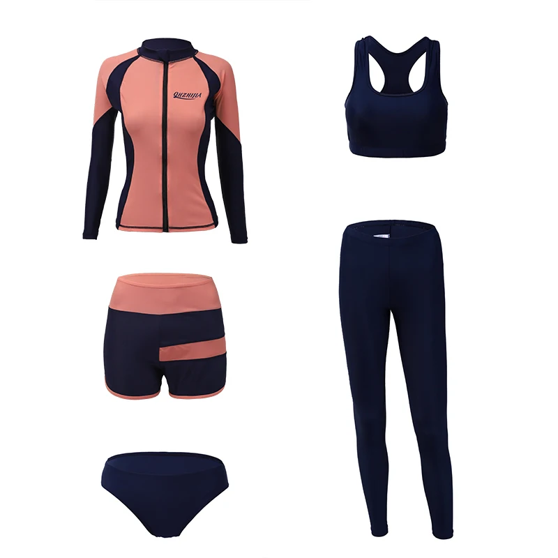 

Rhyme Lady Long Sleeve Rash guard five pieces swimwear women Hot-sale swimming suit swimwear beachwear New sports swimsuit