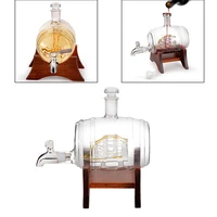 barrel whiskey decanter with ship nautical decor 1000ml liquor dispenser for men women