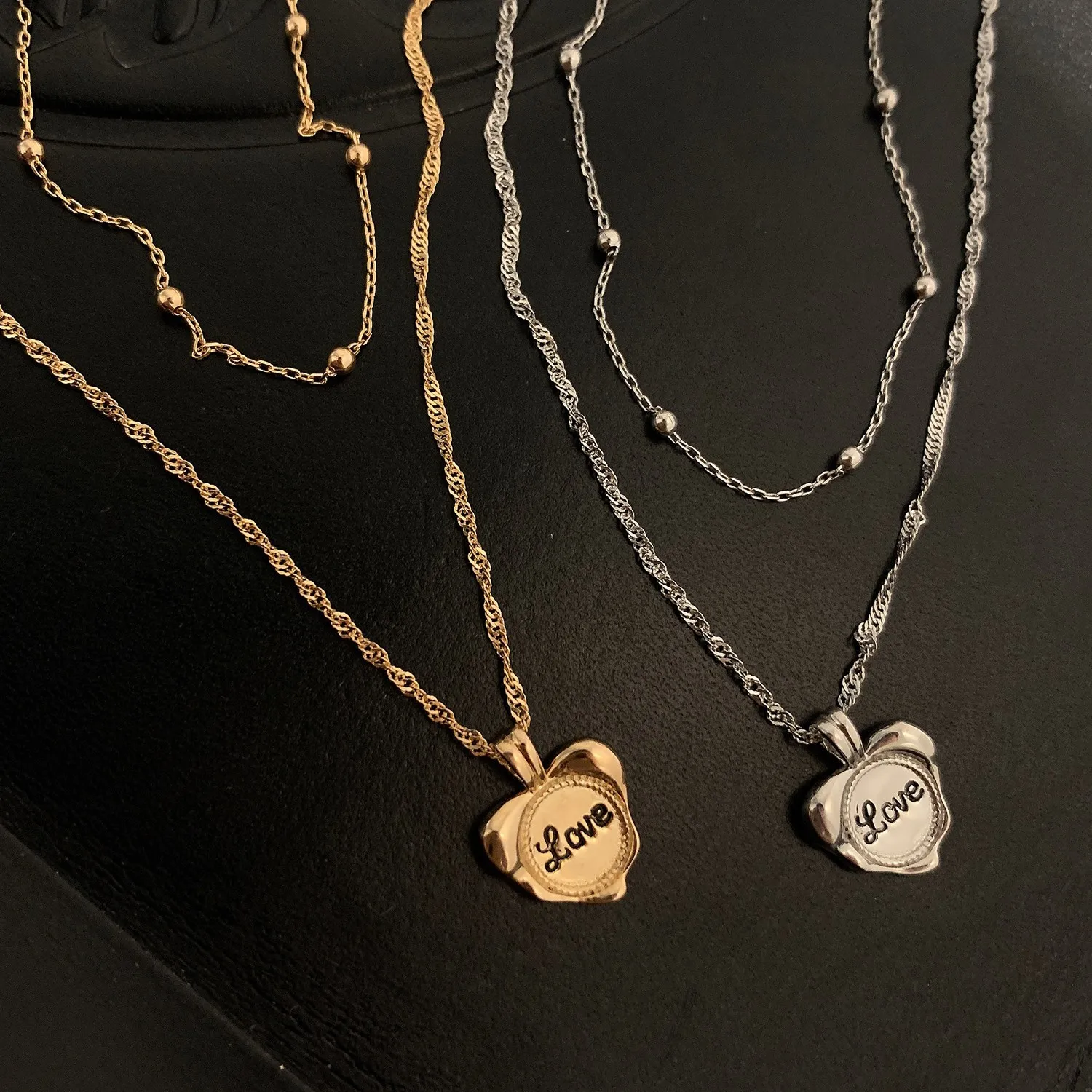 

Двухслойное ожерелье из стерлингового серебра 925 пробы, ожерелье с кулоном в виде сердца, чокер, женское ювелирное изделие для девушек, унив...