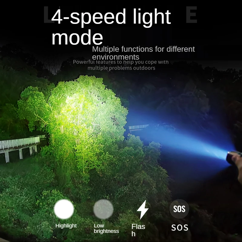 

T6 Led Flashlight 4 Modes USB Rechargeable 18650 Battery Zoomable Waterproof For Camping Light Outdoor High Quality Aluminum