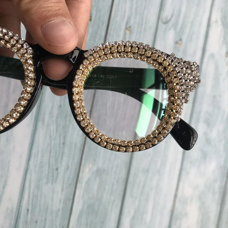 Солнцезащитные очки женские черные кошачий глаз форма горный хрусталь оправа