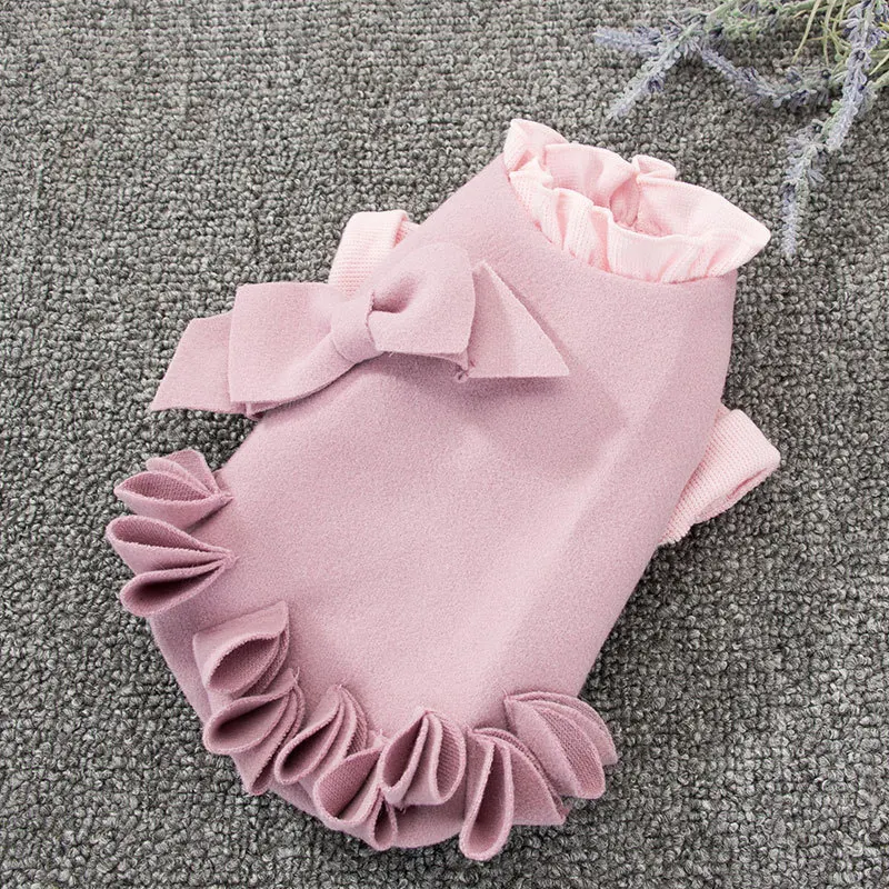 Одежда для собак с кружевным декором розовый черный однотонный цвет шерстяное