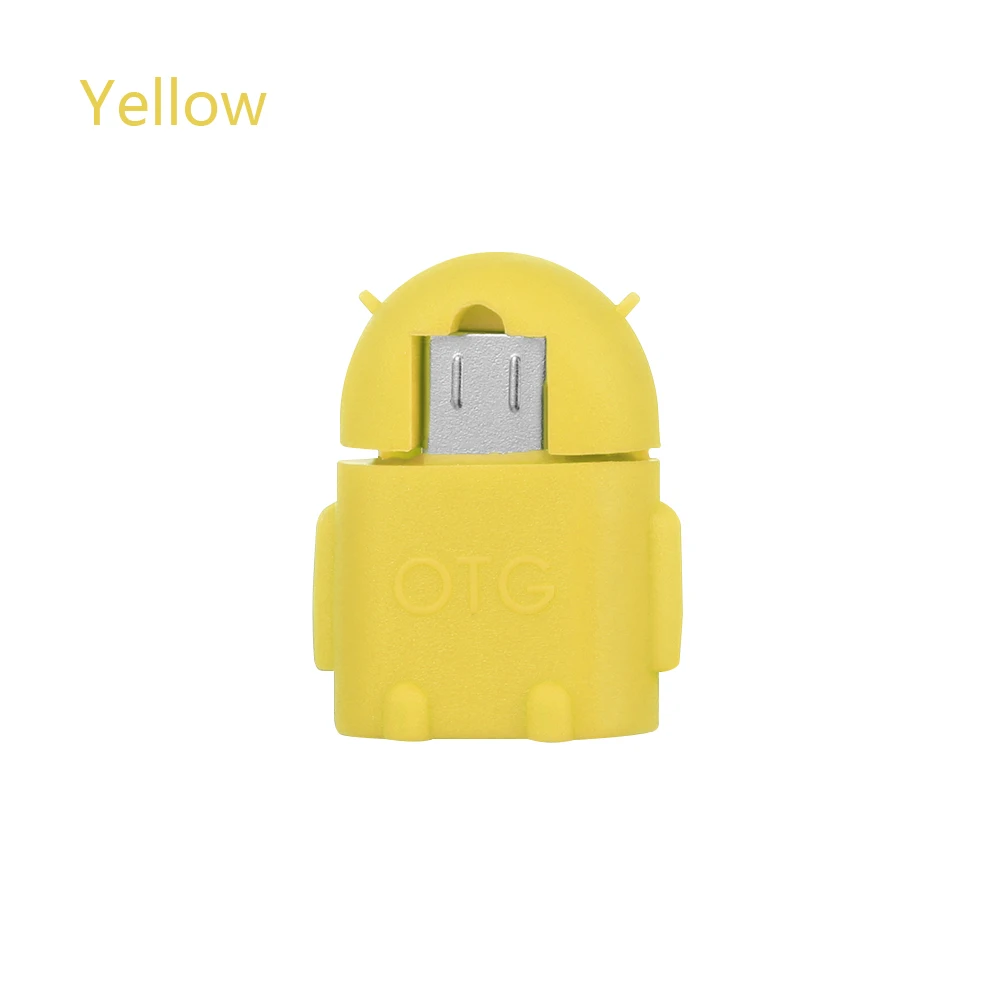 Yellow Микро USB к USB 2,0 Мини робот OTG адаптер конвертер для Android телефон Мышка для планшета USB флэш-накопители Аксессуары для мобильных телефонов - Цвет: Yellow