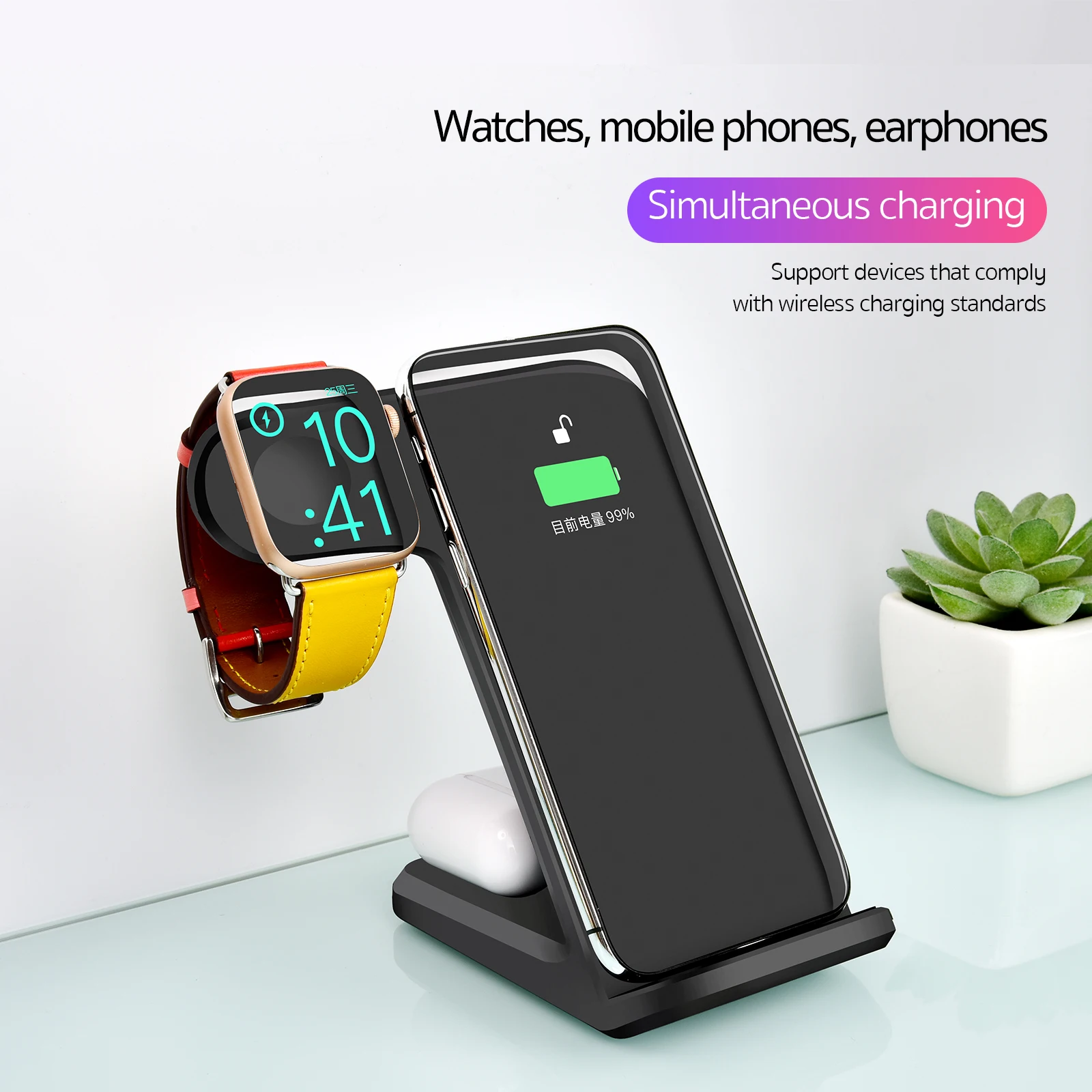 

15W Wireless Charger 3 In 1 For Apple Watch 6 5 4 3 2 Airpods Pro Fast Charging Dock Station For Iwatch iPhone 11 XS