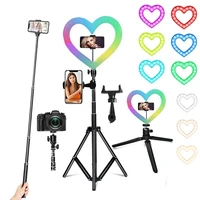 26cm rgb dimmable ring light heart shape lamp led selfie ringlight photo photography lighting with tripod for youtube video live