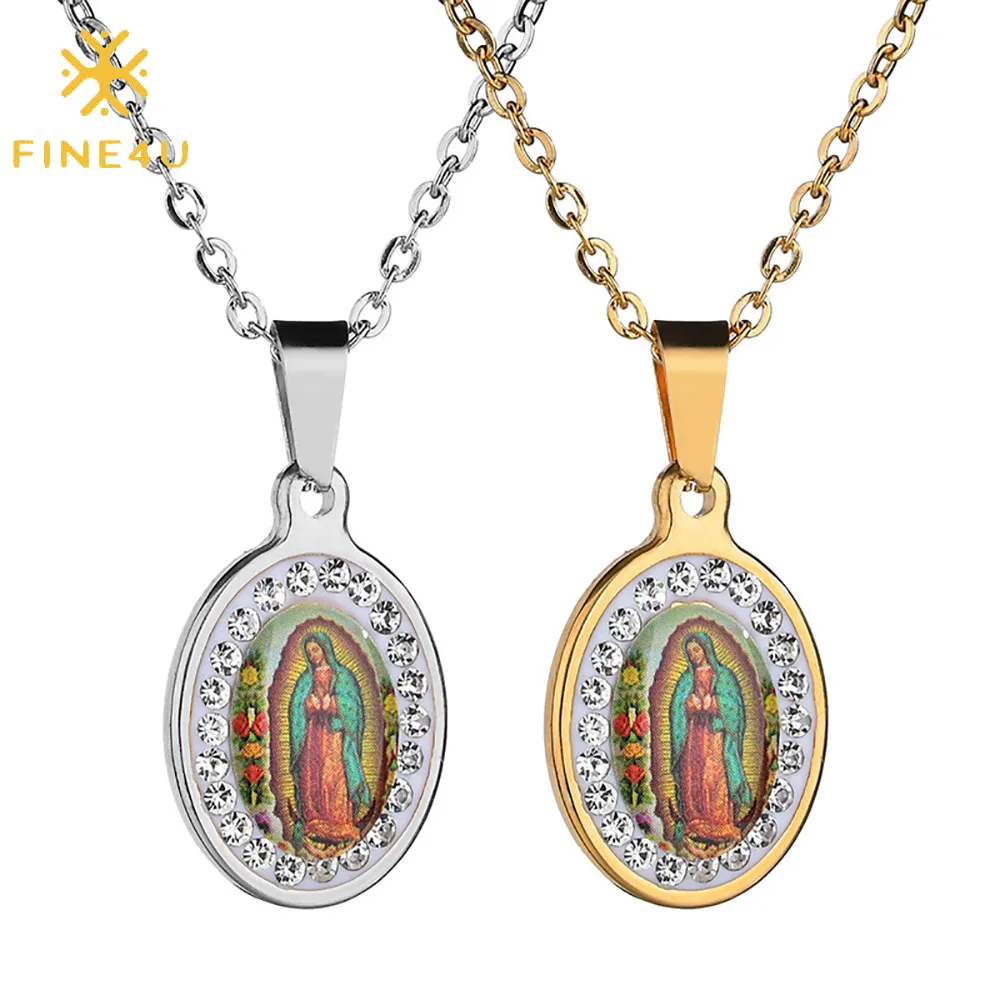 Ожерелье с медалью Девы Марии из нержавеющей стали|Ожерелья подвеской| |