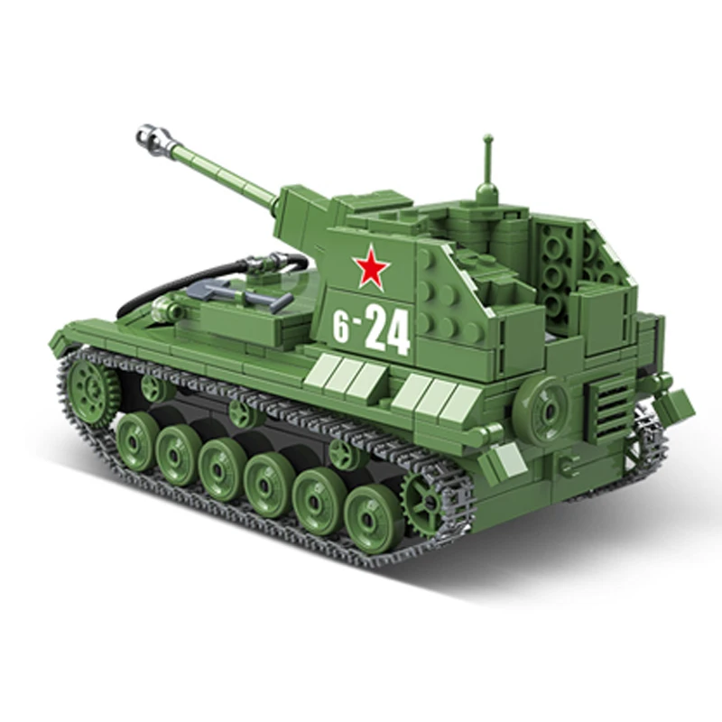 601 шт. русские SU 76M военные строительные блоки на танке подходят для солдат WW2
