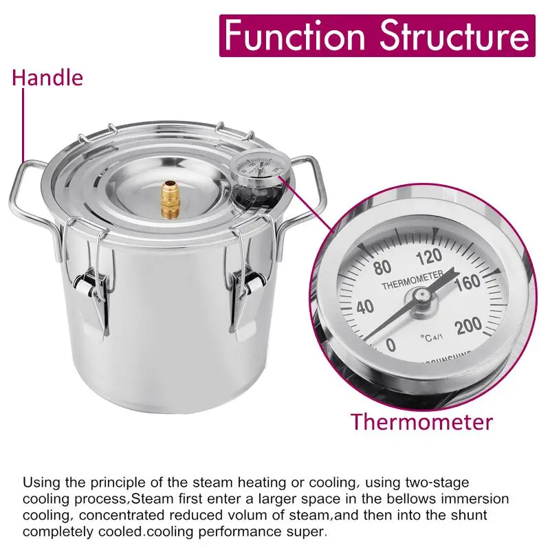 Набор для дистилляции вина, пива и алкоголя New-8L Moonshine Home DIY с медным оборудованием.