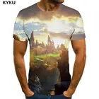 KYKU пейзаж Футболка Мужчины Горные футболки 3d облака, футболка с принтом Новые модный принт s одежда в стиле панк-рок; Новинка для мальчиков постарше Размеры