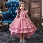Кружевное многослойное платье для девочек, с оборками и цветочной вышивкой, 4 цвета, От 3 до 8 лет