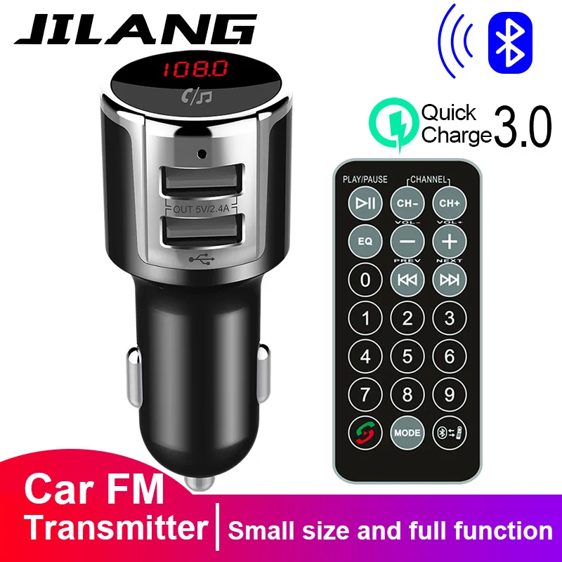 Jilang автомобильный Bluetooth fm-передатчик беспроводной радио адаптер музыкальный MP3 плеер Автомобильный комплект Hands Free Звонки с QC3.0 двойной USB зарядкой