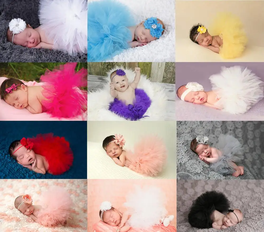 18 цветов комплект для новорожденных: юбка + повязка на голову реквизит фотосессии