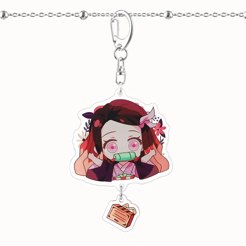 

cartoon Sales Anime Key Chain Demon Slayer Chibi Keyring 1 Pcs High Quality Cartoon Keychains Accessories Charms Acrylic Pendant