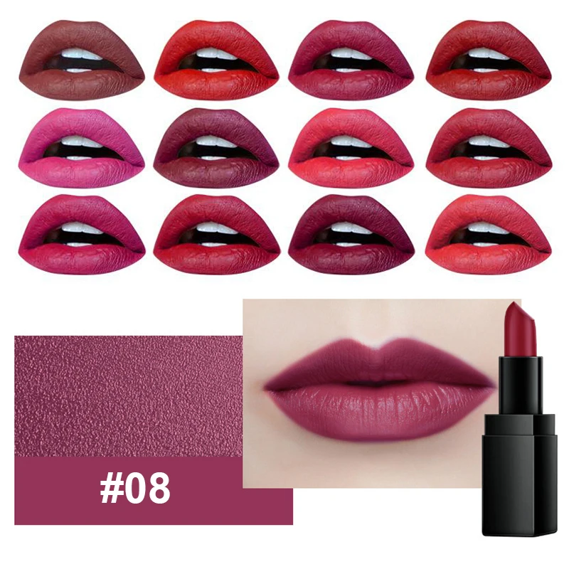 12 Цветов матовая водостойкая помада губная для губ палочки косметики легкие в
