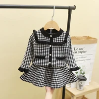 gooporson fashion korean kids clothes plaid knit sweater topskirt winter warm baby children clothing set cute toddler outfits