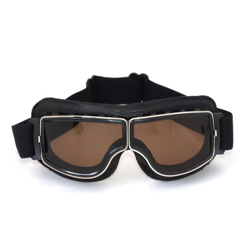 

2018 Newest -Style Leather Goggles Vintage Motorcycle Goggles Vintage Motorcycle Goggles Retro Jet Helmet Glasses