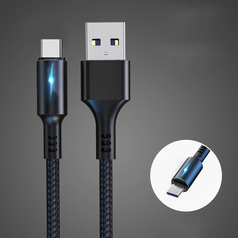 led light 5a type c cable fast charging usb c cable for xiaomi huawei note 7 phone accessories data cable charger usb cable free global shipping